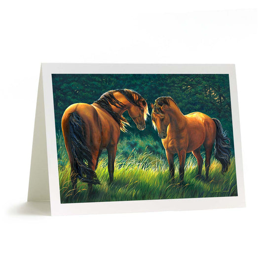 "At First Sight" - Kiger Mustang Horses Art Greeting Card