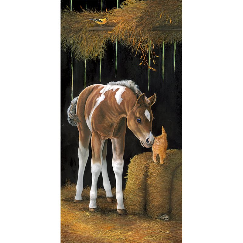 "Barn Buddies" - Baby Horse Colt and Kitten Art Print