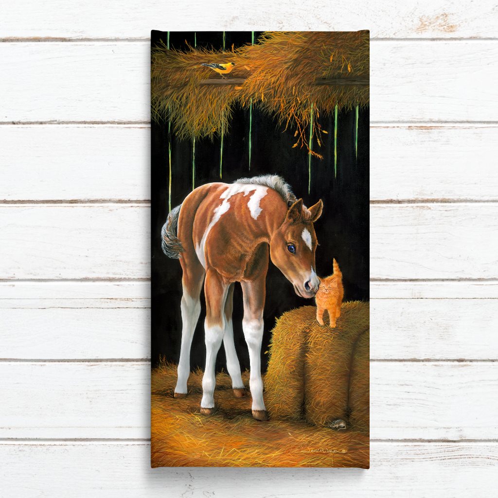 "Barn Buddies" - Baby Horse Colt and Kitten Art Print