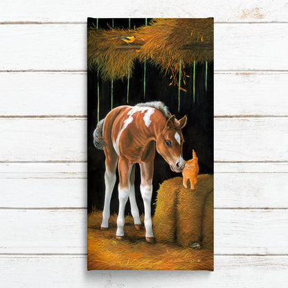 "Barn Buddies" - Baby Horse Colt and Kitten Art Print