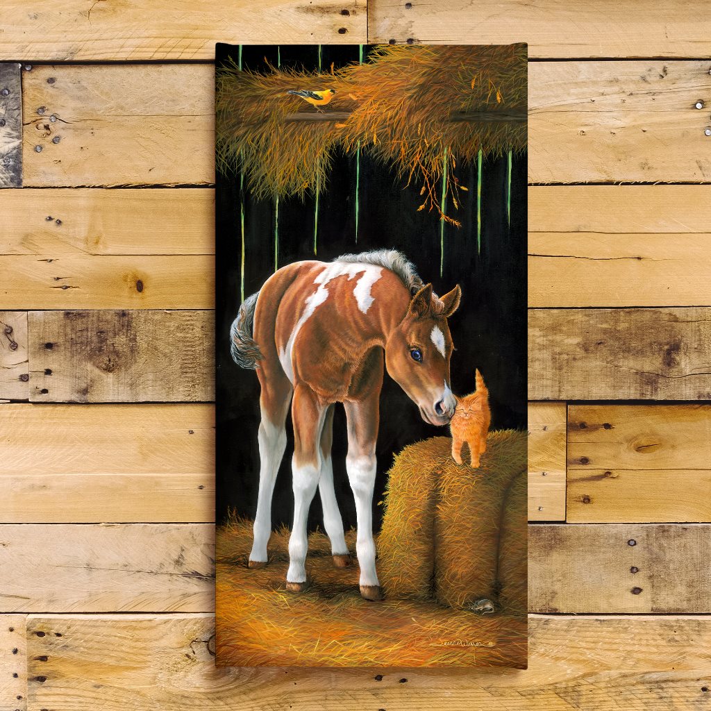 "Barn Buddies" - Baby Horse Colt and Kitten Art Print