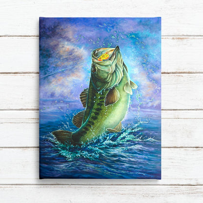 Large Mouth Bass Fishing Art Print -  "Bass Catch"