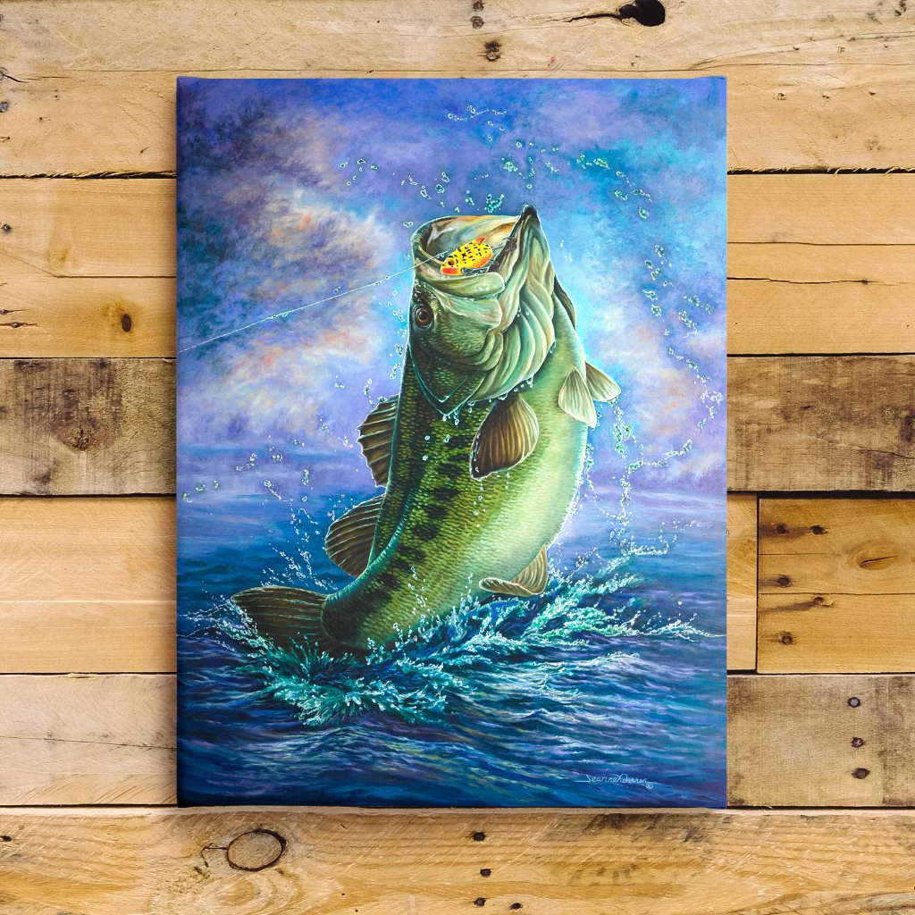Large Mouth Bass Fishing Art Print - "Bass Catch"