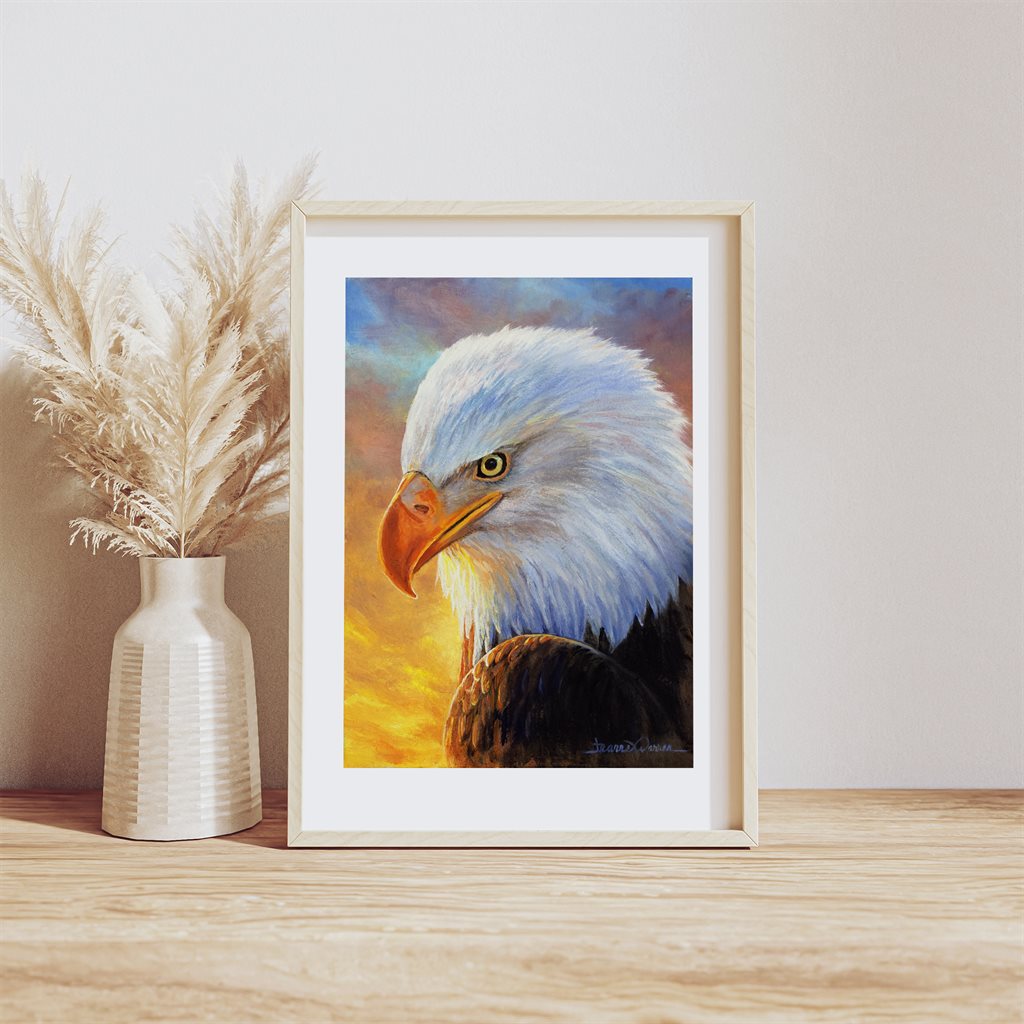American Bald Eagle Giclée Fine Art Paper Print in Wood Frame