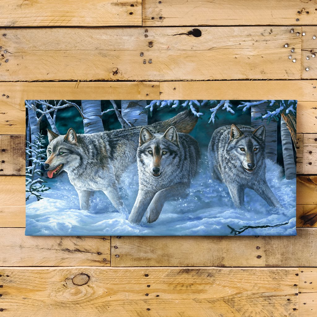 "Beautiful Wolves" - Alaskan Gray Wolves and Snow Art Print