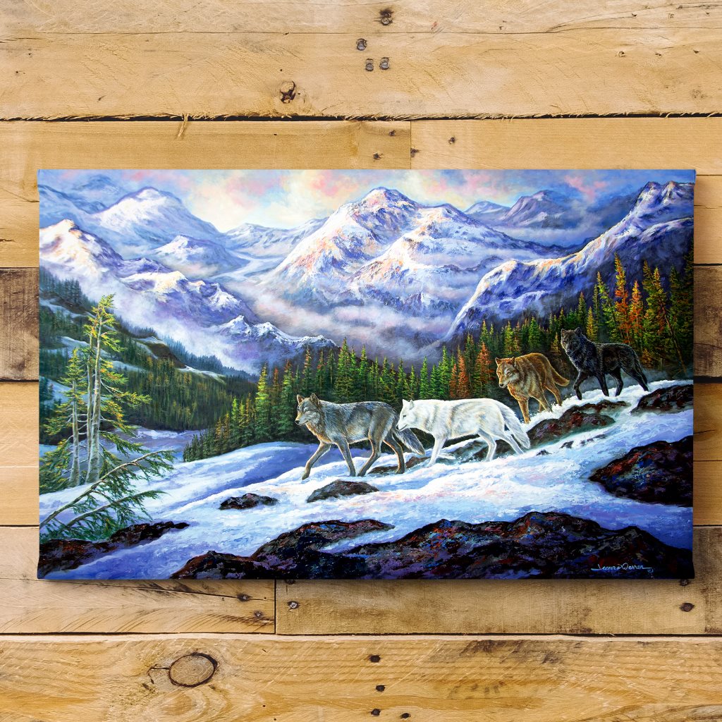 "Living Free" - Wolf Pack in Snow Art Print