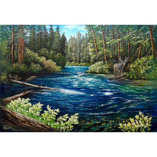 Oregon Elk and "Metolius River" Art Print