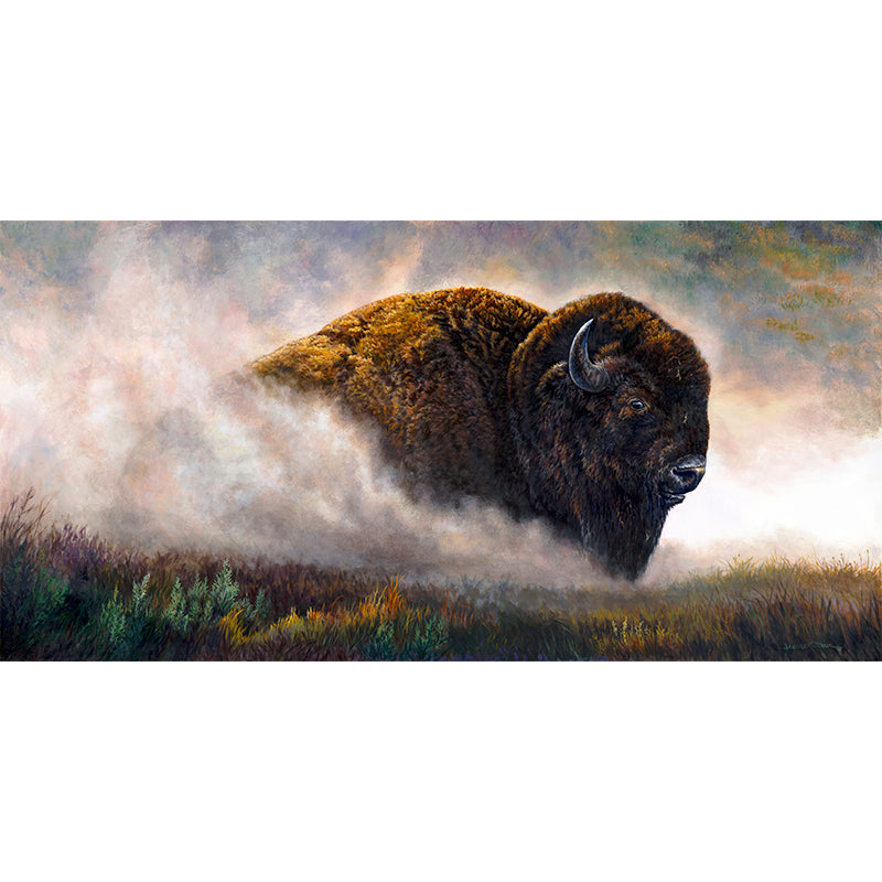 Wild Bison Buffalo Wall Art Print - "Stirring Up Dust"