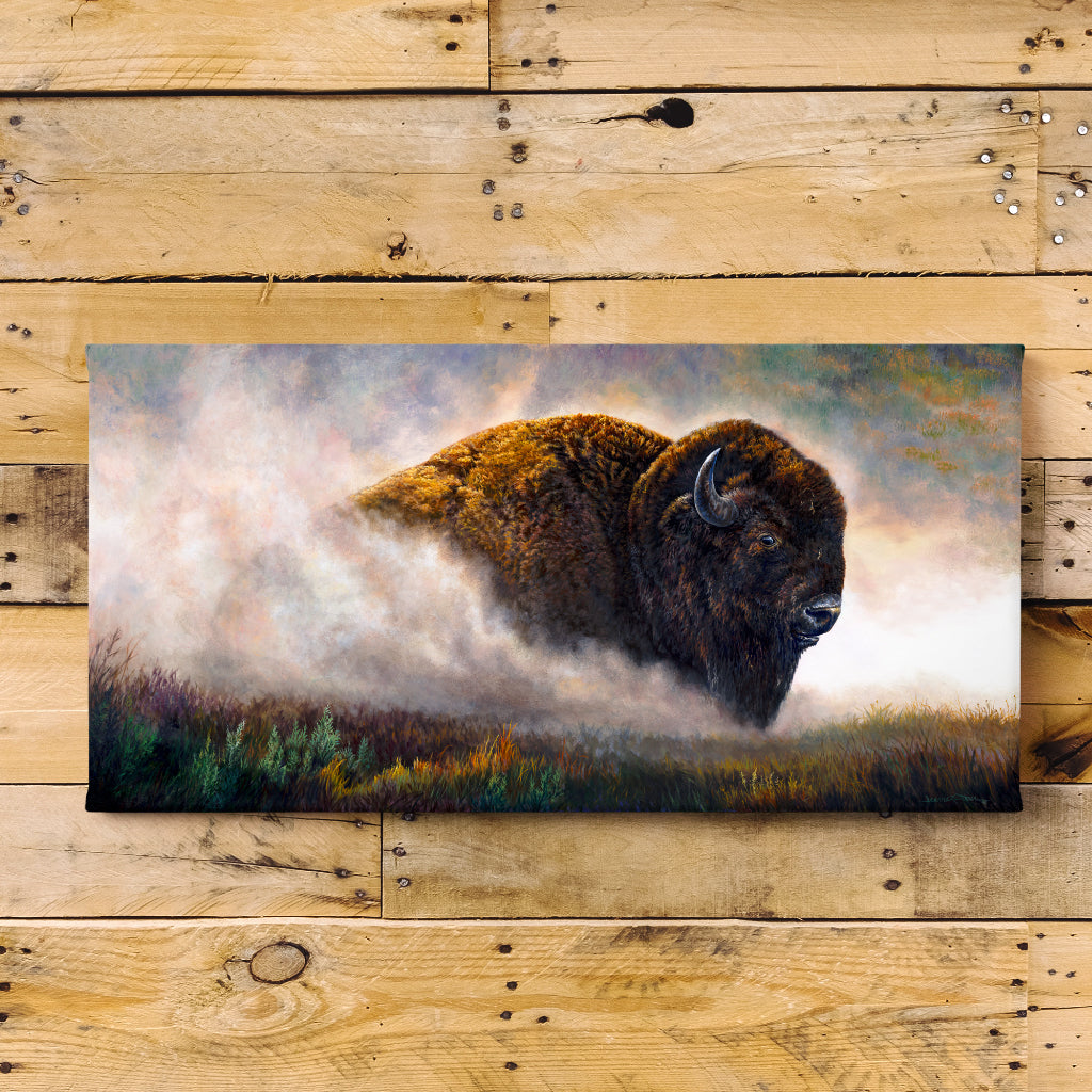 Wild Bison Buffalo Wall Art Print - "Stirring Up Dust"