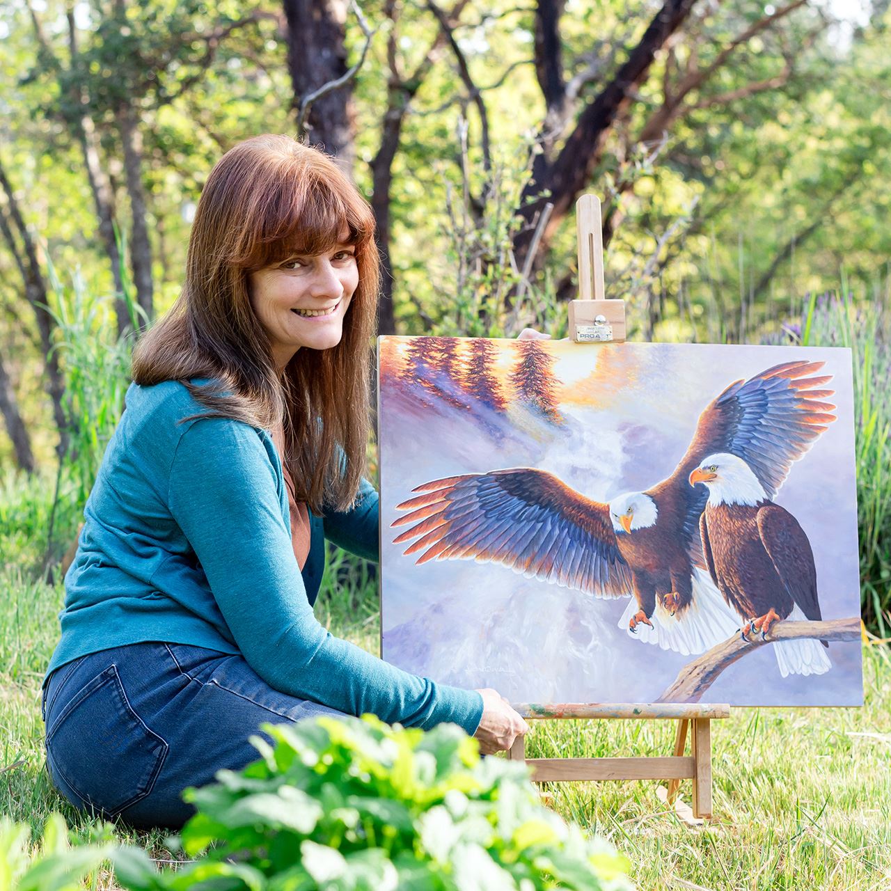 Soaring American Bald Eagles 18x24" Oil Painting - "Swift Wind"