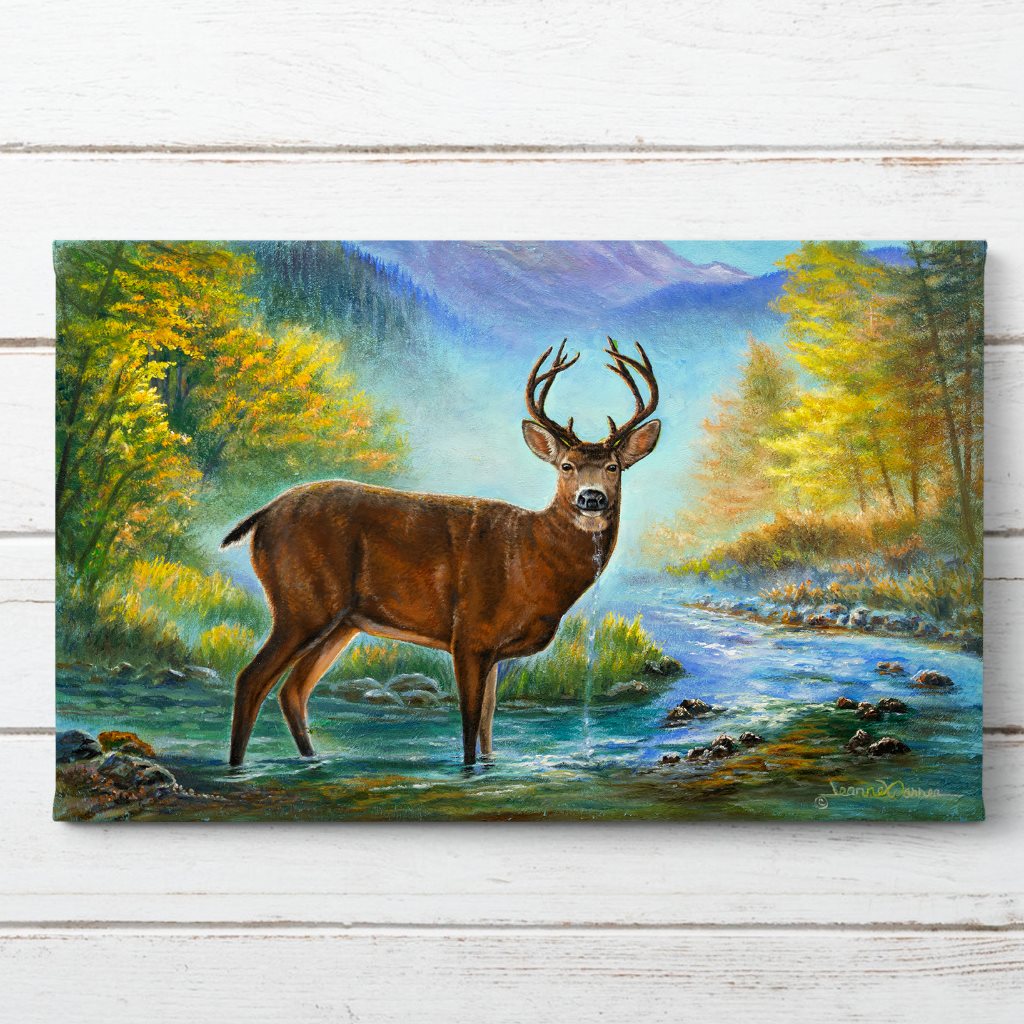 "Awakening" - Black Tail Deer in Autumn Art Print
