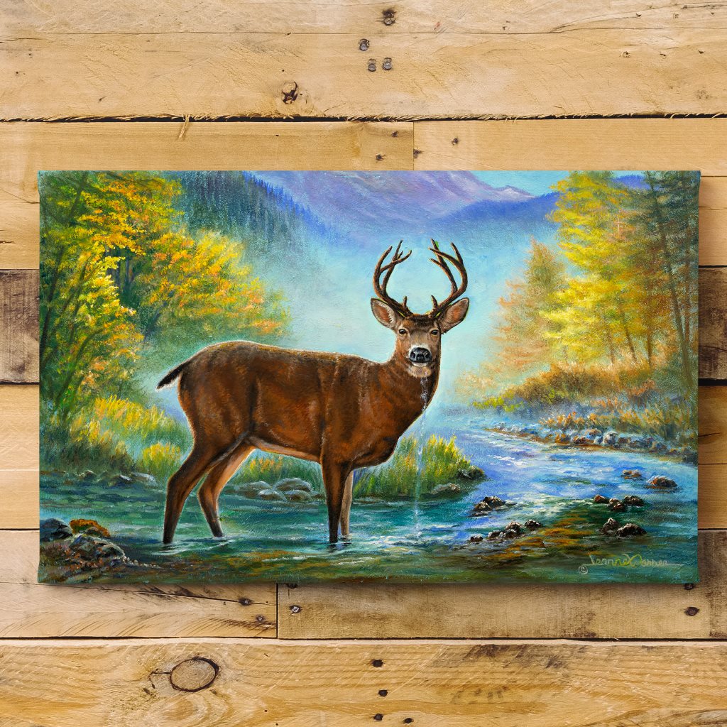 "Awakening" - Black Tail Deer in Autumn Art Print