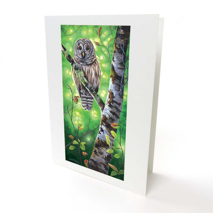 Barred Owl and Alder Tree Art Greeting Card - "Barred Owl"
