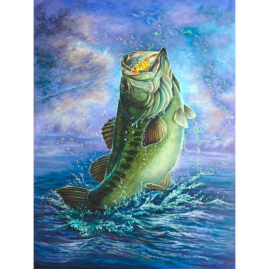 Large Mouth Bass Fishing Art Print -  "Bass Catch"