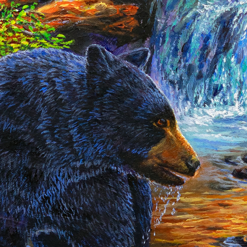 "Bear Creek" - Black Bear & Pioneer Hunter 9x12" Oil Painting