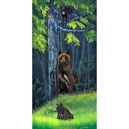 "Black Bears" - Back Scratch and Cubs Climbing Art Print