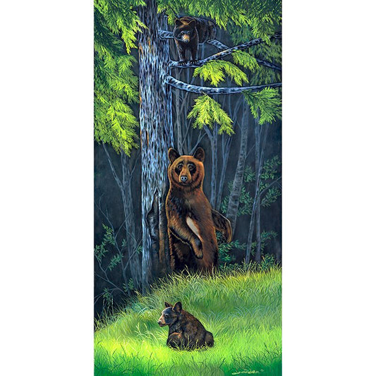 "Black Bears" - Back Scratch and Cubs Climbing Art Print