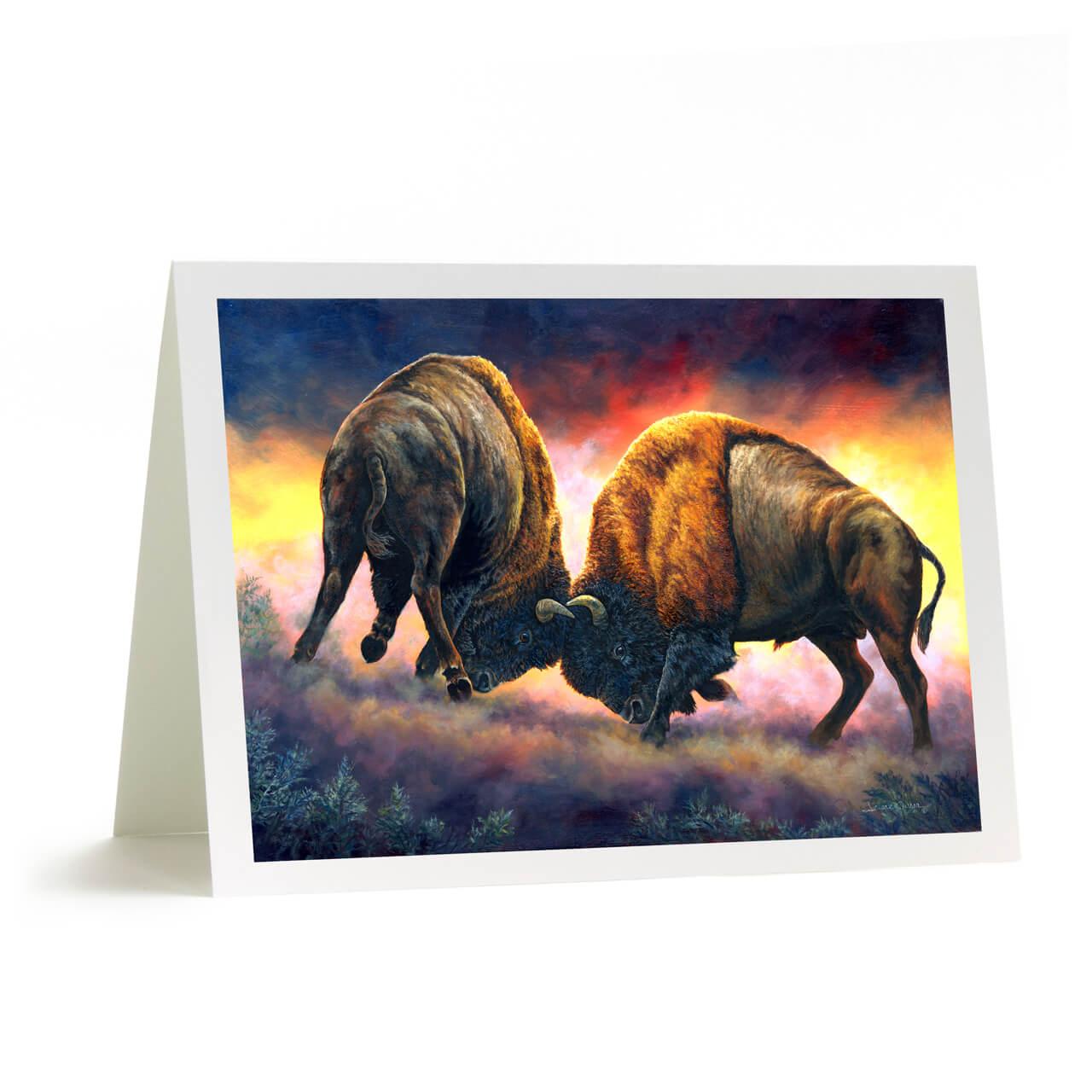 "Courage" - Bison Buffalo Fight Art Greeting Card