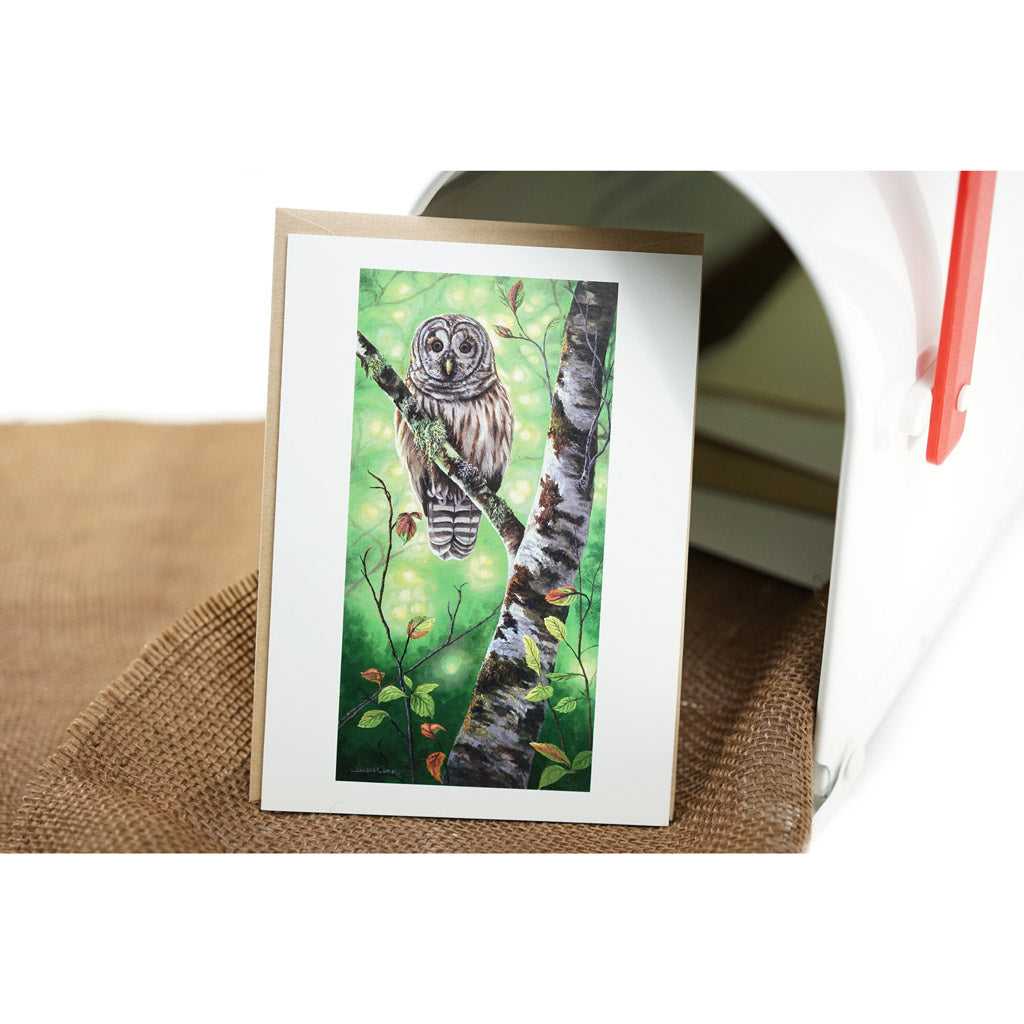 Barred Owl and Alder Tree Art Greeting Card - "Barred Owl"