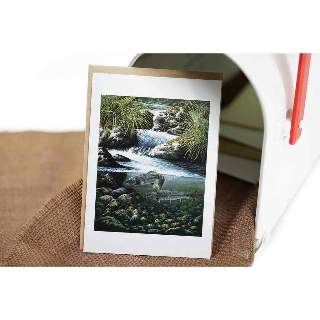 Sea-Run Cutthroat Trout Art Greeting Card - "River Run"