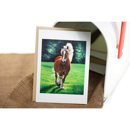 "Sunshine" - Galloping Belgian Horse Art Greeting Card