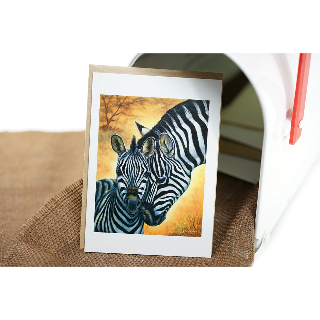 "Zebras" - Baby Zebra Art Greeting Card