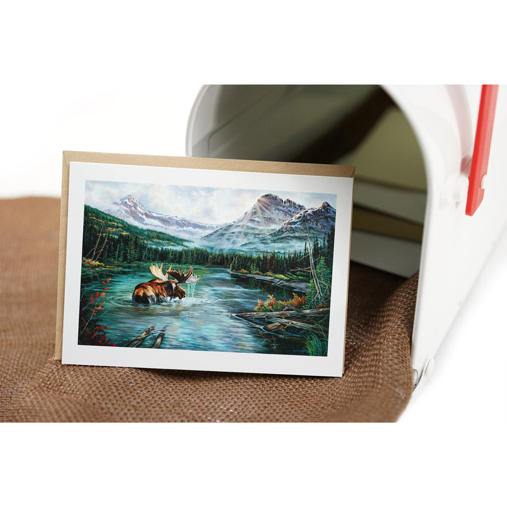 "Heavy Shield Warrior" - Giant Moose in Glacier National Art Card