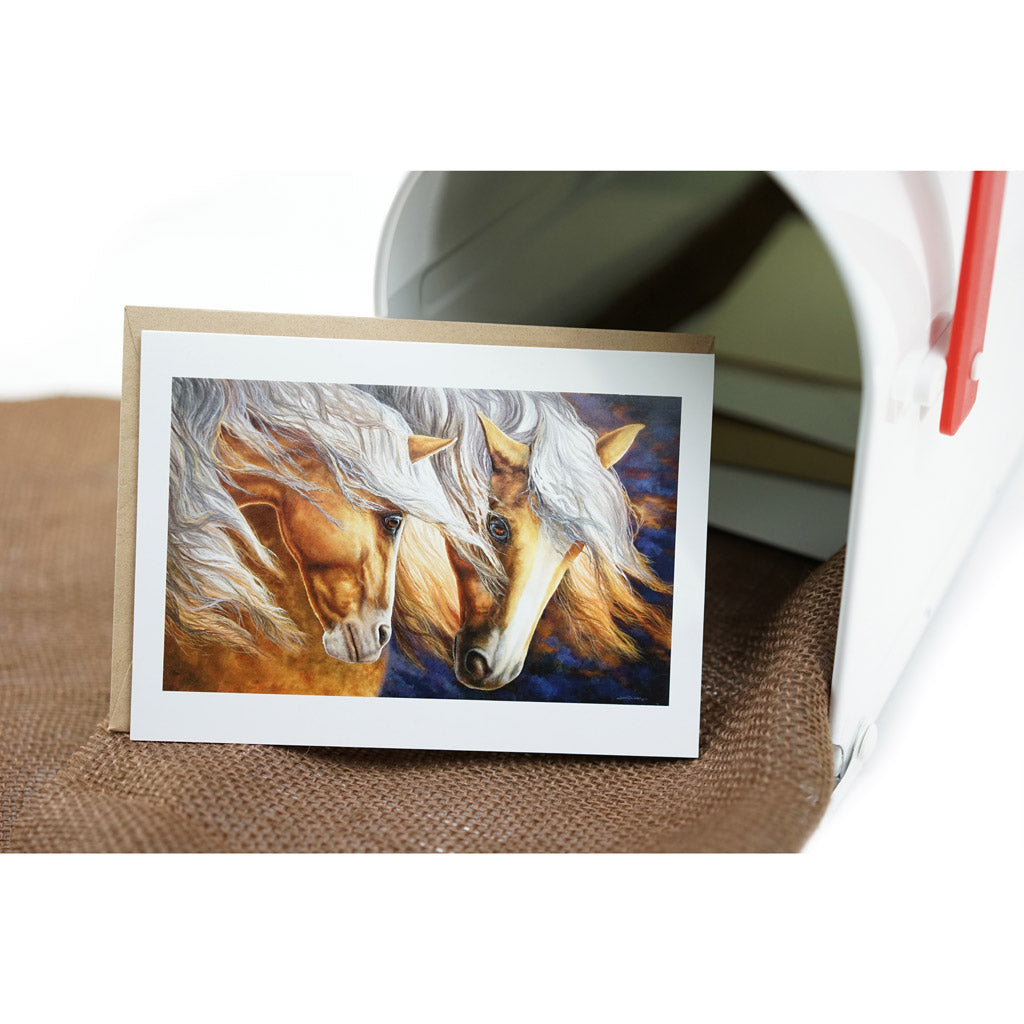 Palomino Horses Art Greeting Card - "Loves Promise"