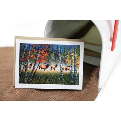 Roosevelt Bull Elk and Herd in Autumn Art Card - "Meadow Elk"