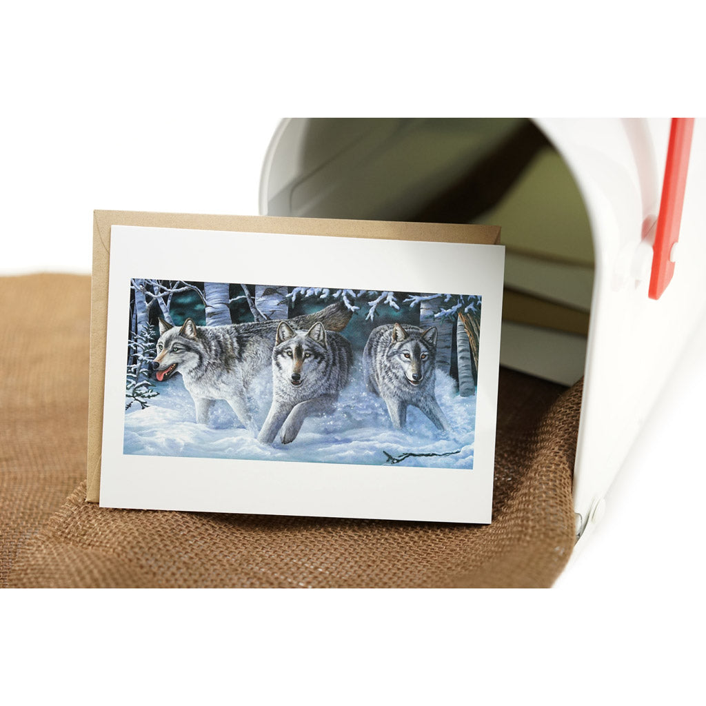 "Beautiful Wolves" - Alaskan Gray Wolves and Snow Art Card