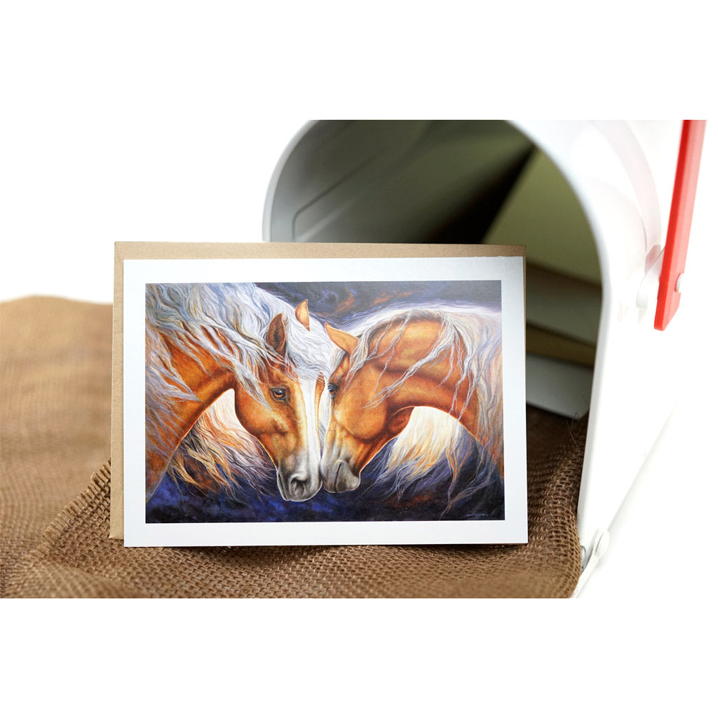 "First Kiss" - Palomino Horses Art Greeting Card