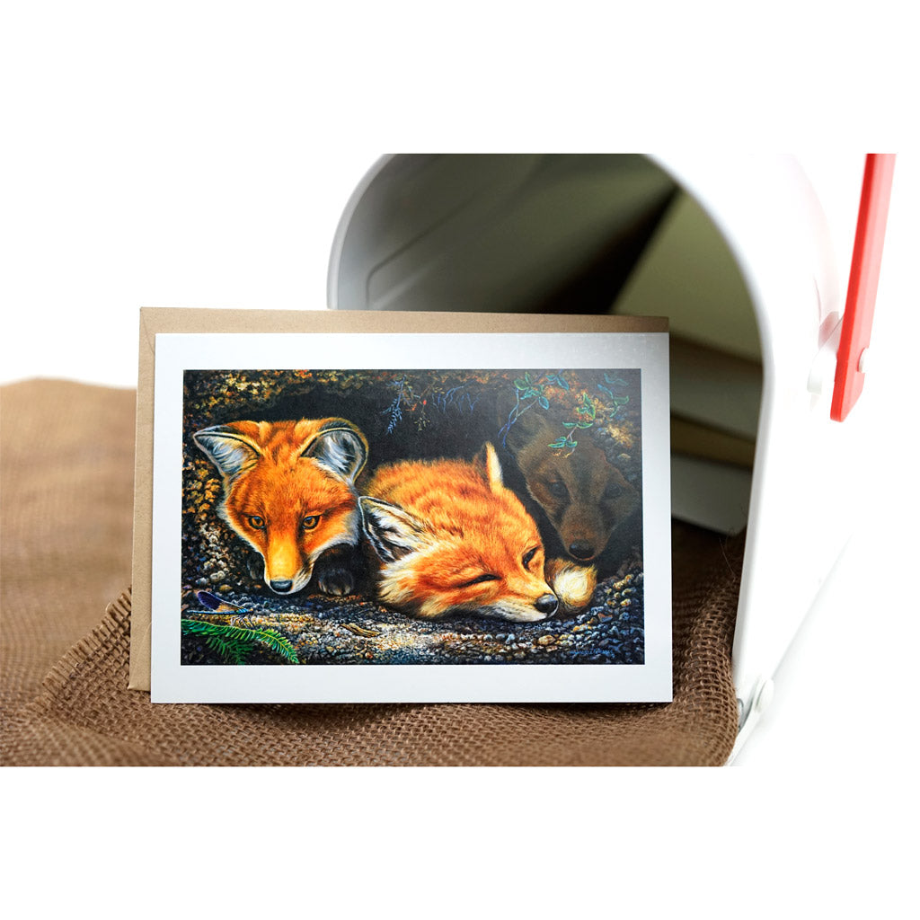 Baby Foxes Art Greeting Card - "Fox Babies"