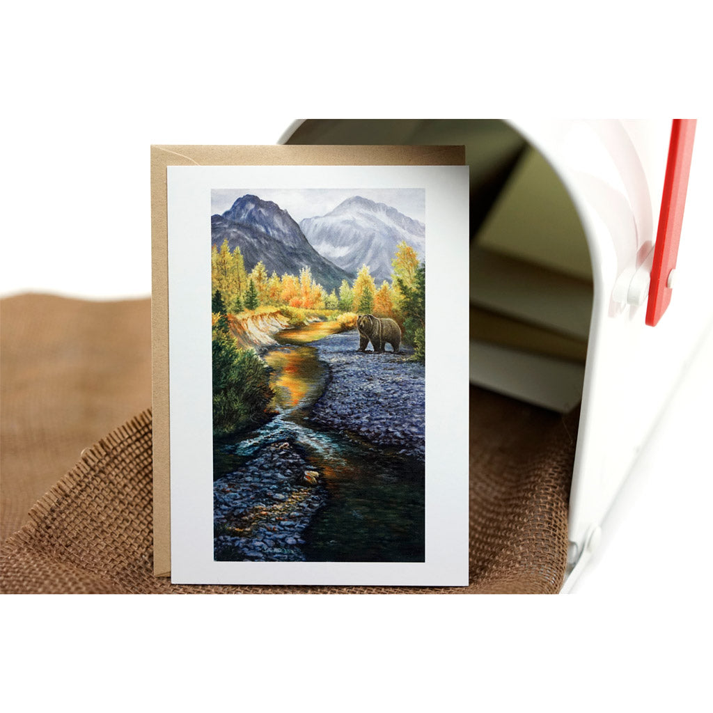 "Grizzly Mountain" - Grizzly Bear and McDonald Creek Art Card