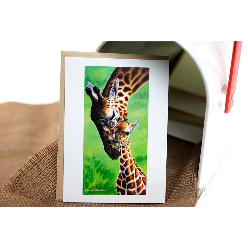 Baby Giraffe and Mom Art Greeting Card - "Giraffes"