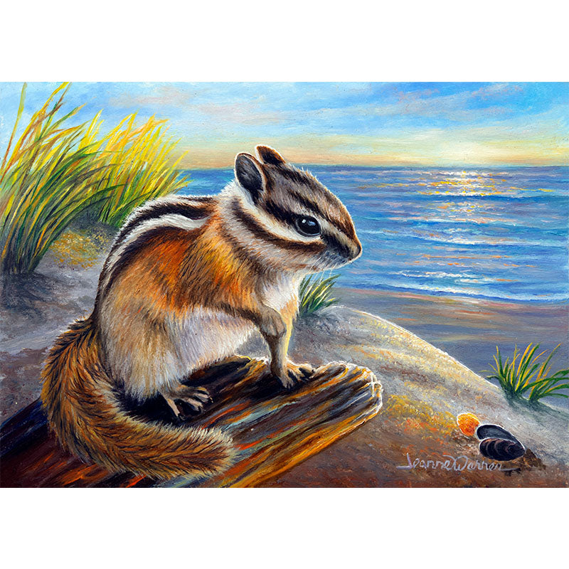 "Dreamin" - Chipmunk and Beach Art Print