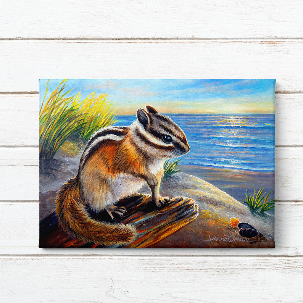 "Dreamin" - Chipmunk and Beach Art Print