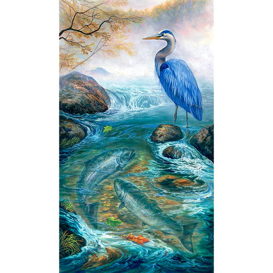 "Fat Chance" - Great Blue Heron and Salmon Art Print