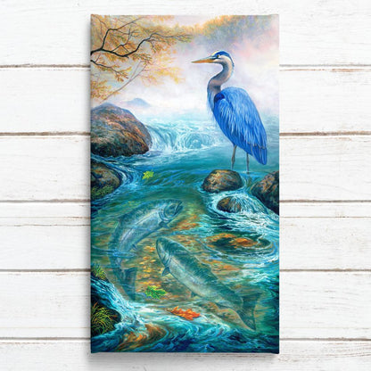 "Fat Chance" - Great Blue Heron and Salmon Art Print