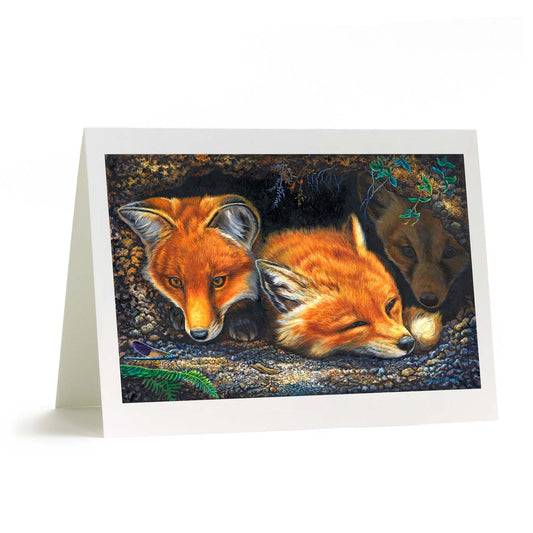 Baby Foxes Art Greeting Card - "Fox Babies"
