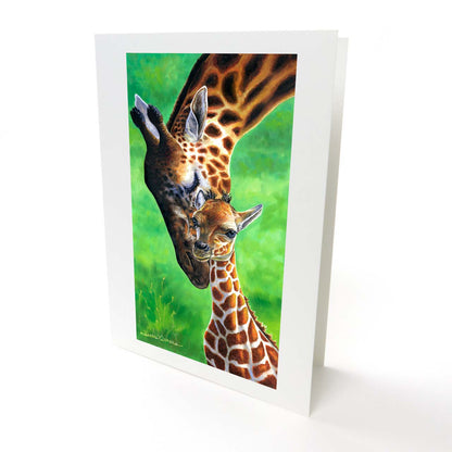 Baby Giraffe and Mom Art Greeting Card - "Giraffes"