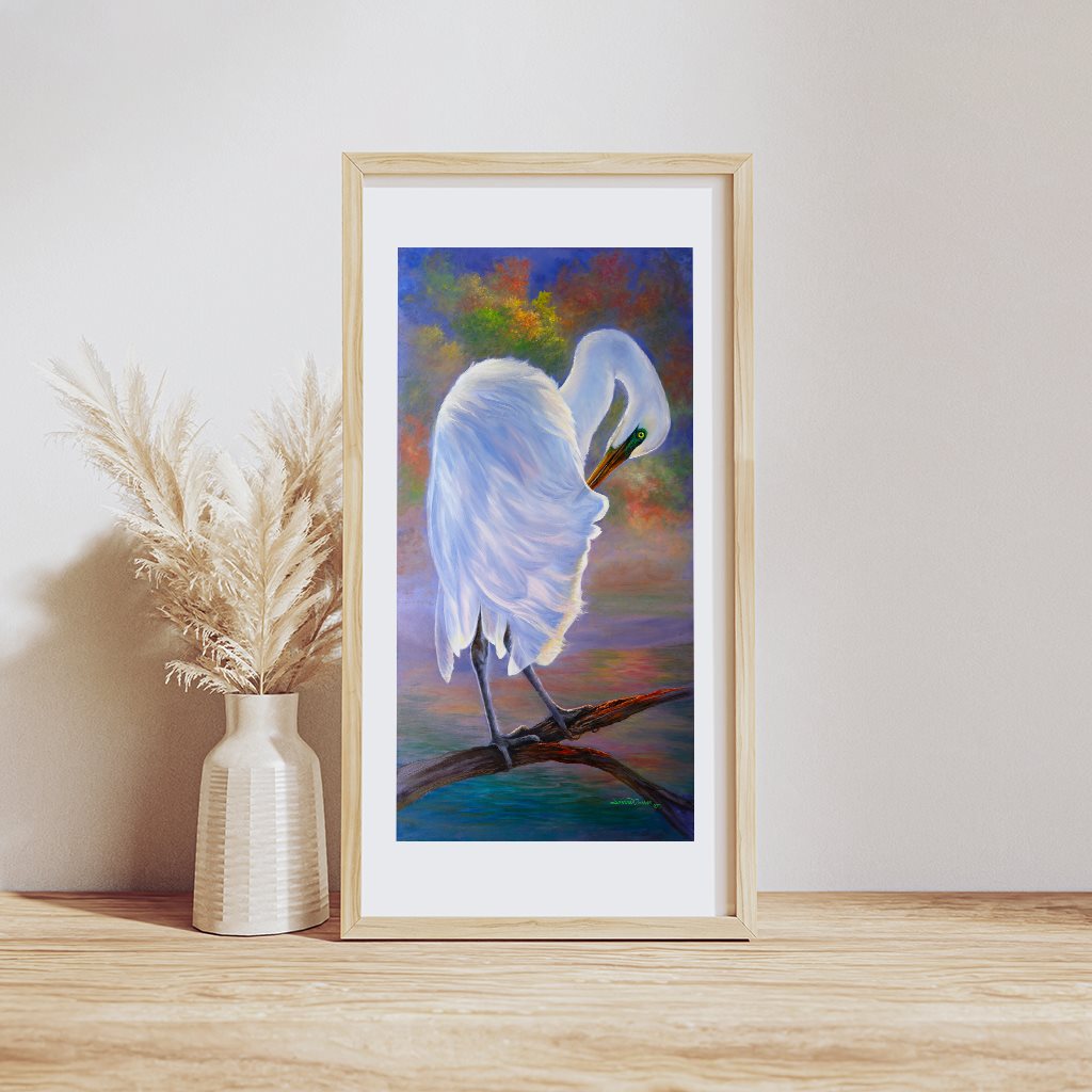 "Great White Heron" Giclée Art Print by Jeanne Warren