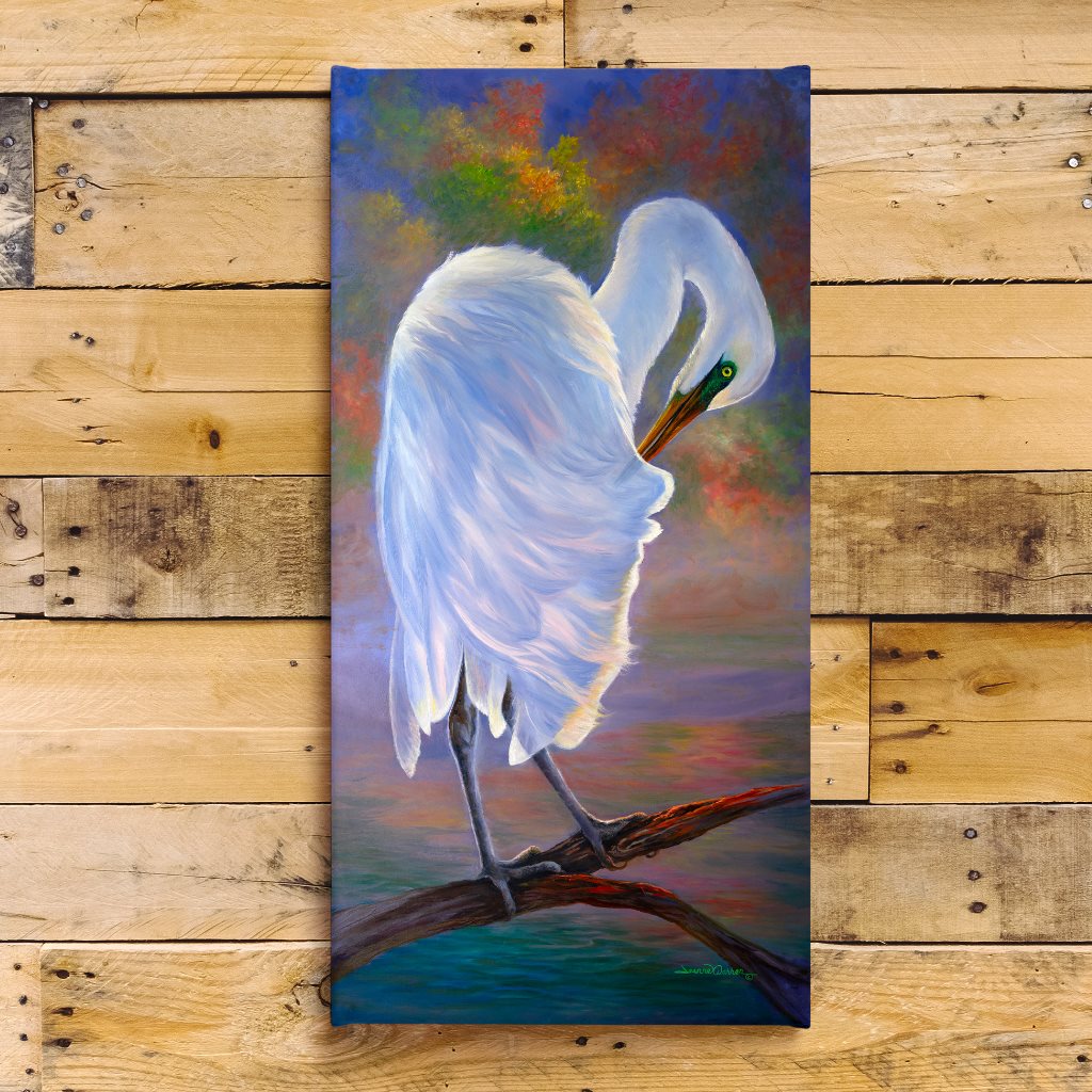 "Great White Heron" Giclée Art Print by Jeanne Warren