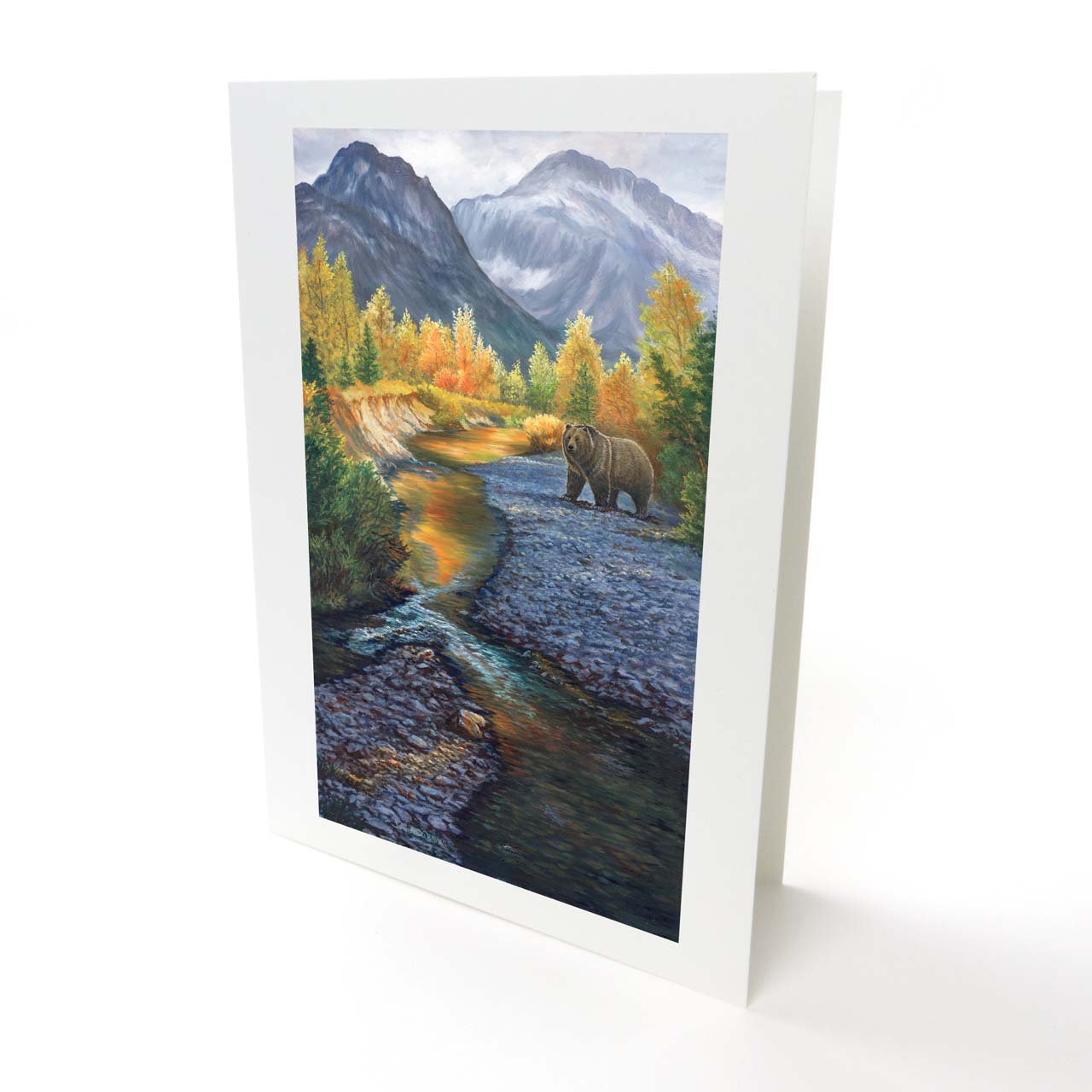 "Grizzly Mountain" - Grizzly Bear and McDonald Creek Art Card