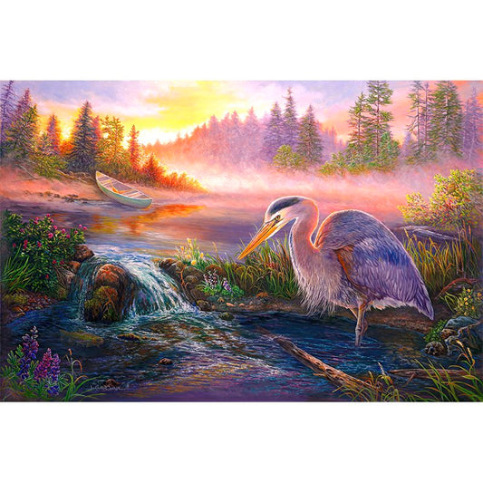 Great Blue Heron at Dawn Painting Art Print - "Heron at First Light"