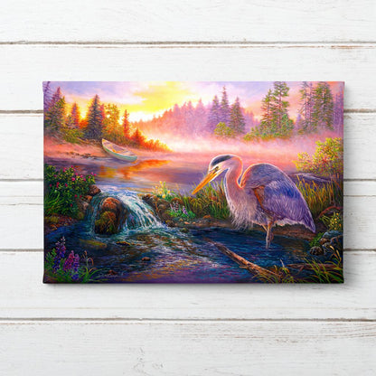 Great Blue Heron at Dawn Painting Art Print - "Heron at First Light"