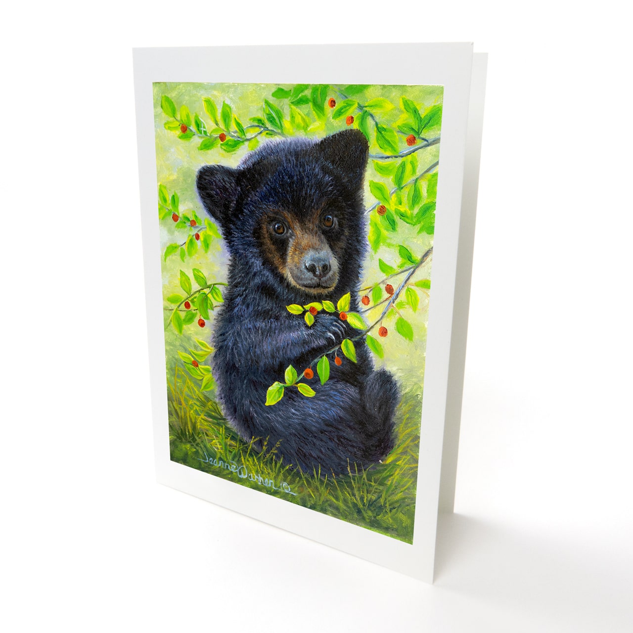 "Huckleberry Bear" - Black Bear Cub and Huckleberry Art Card