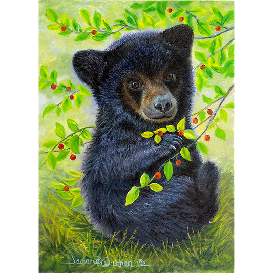 "Huckleberry Bear" - Black Bear Cub and Huckleberry Art Print
