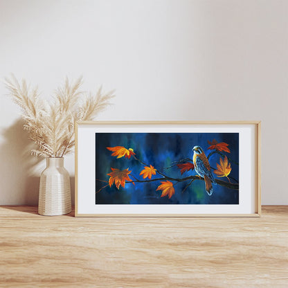 "Kestrel" - American Kestrel Falcon in Autumn Art Print