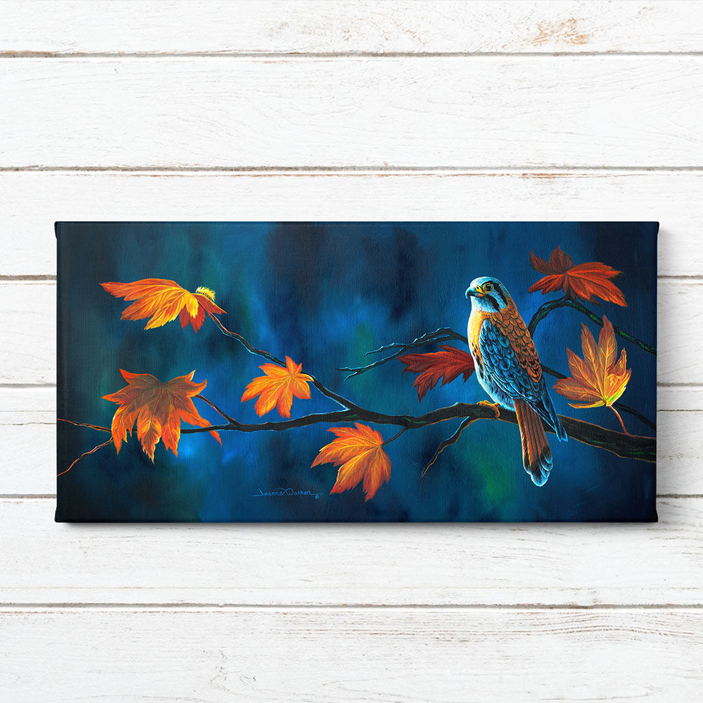 "Kestrel" - American Kestrel Falcon in Autumn Art Print