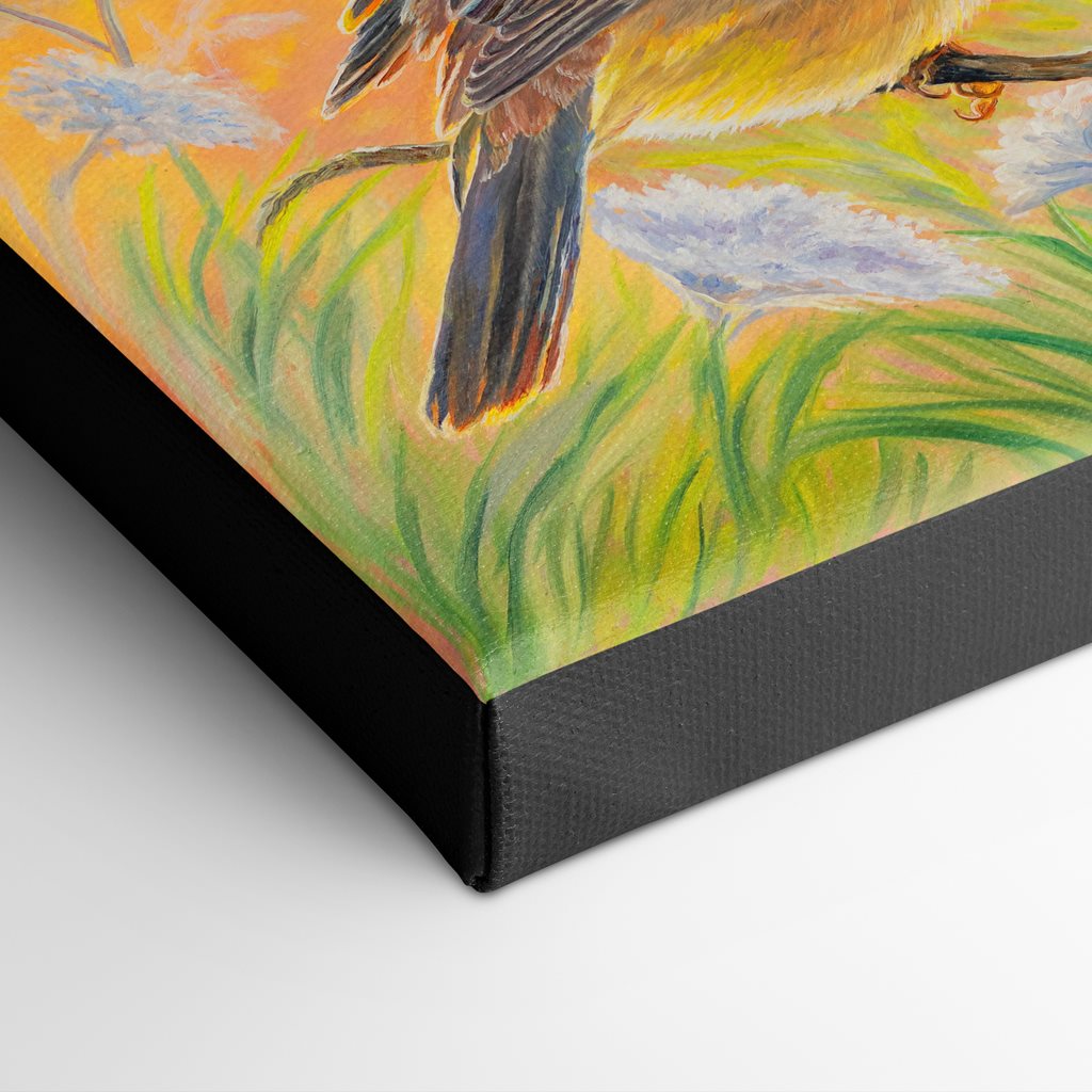 Golden Crown Sparrow Songbird Art Print – "Laced in Gold"